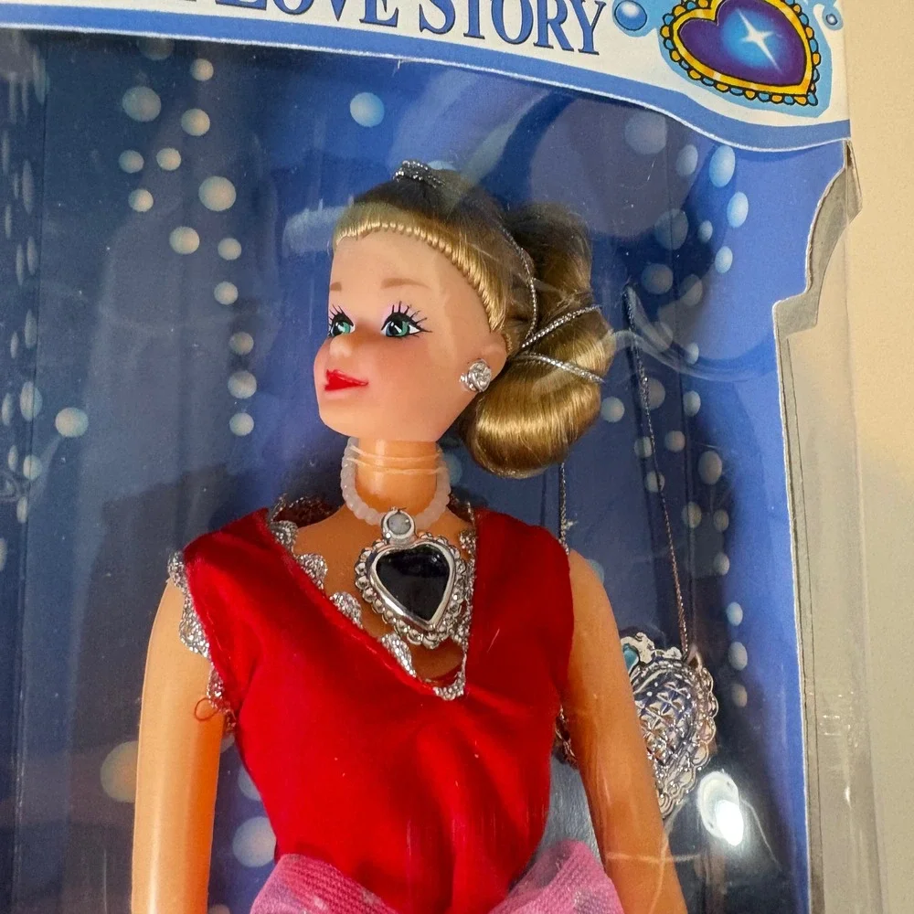 A Love Story Titanic Inspired Fashion Doll Red Gown Heart Necklace Fat Cat Toys
